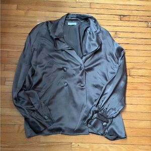 Elegant Shiang-Lang Grey Silk Blouse